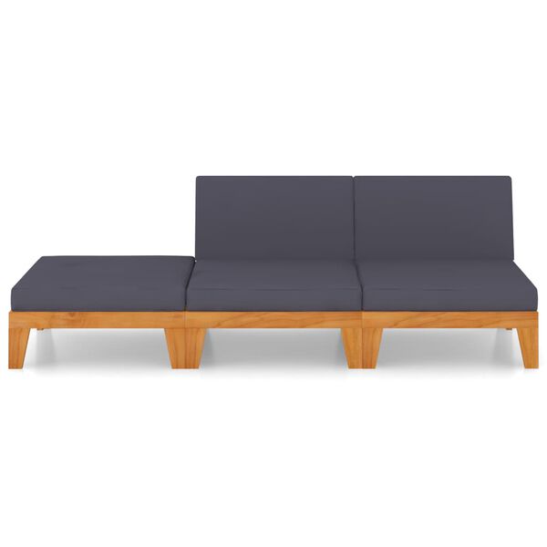 vidaXL 3-cz. zestaw wypoczynkowy do ogrodu, poduszki, drewno akacjowe