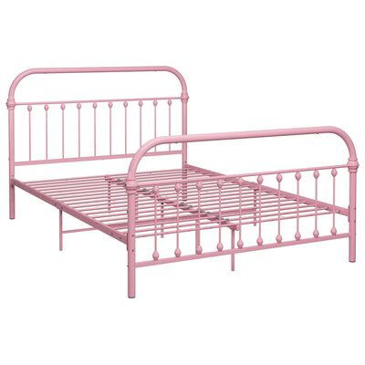 vidaXL Rama łóżka, różowa, metalowa, 140 x 200 cm