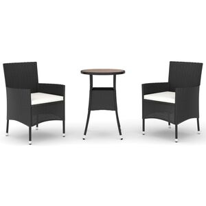 vidaXL 3-cz. zestaw ogrodowych mebli bistro z poduszkami, czarny