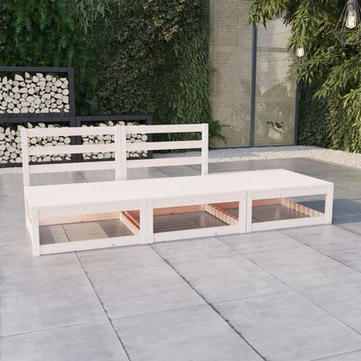 vidaXL 3-cz. zestaw mebli wypoczynkowych do ogrodu, biały, sosnowy
