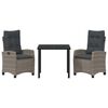 vidaXL Zestaw do jadalni w ogrodzie z poduszką 3 pcs Szary polirattan
