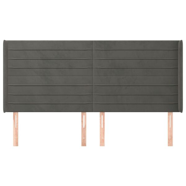 vidaXL Zagł&oacute;wek uszak, ciemnoszary, 183x16x118/128 cm, aksamit