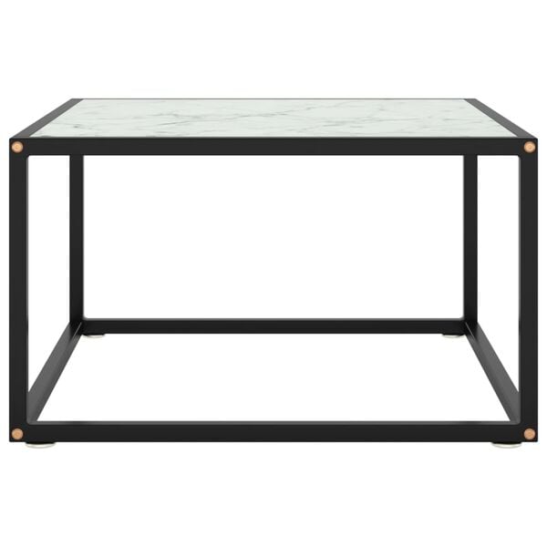 vidaXL Stolik kawowy, szkło w kolorze biały marmur, 60x60x35 cm