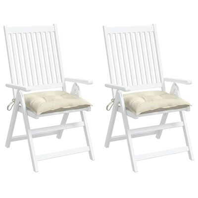 vidaXL Poduszki na krzesła, 2 szt., kremowe, 40x40x7 cm, tkanina
