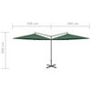 vidaXL Podwójny parasol ogrodowy, stalowy słupek, zielony, 600 cm