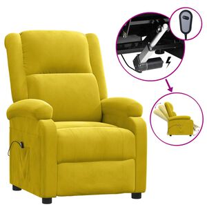 vidaXL Elektryczny fotel rozkładany, ż&oacute;łty, obity aksamitem