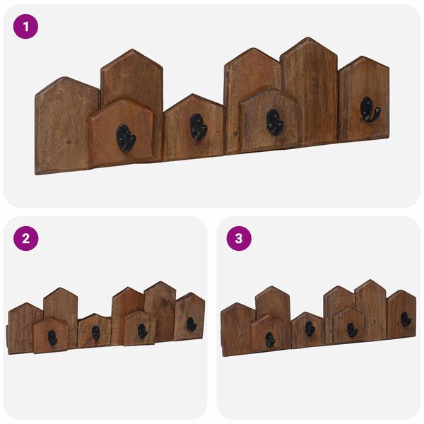 vidaXL Wieszak Brązowy 48 x 8 x 15 cm Lite drewno mahoniowe