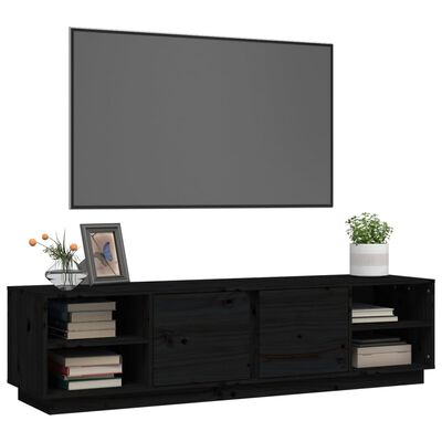 vidaXL Szafka pod TV, czarna, 156x40x40 cm, lite drewno sosnowe