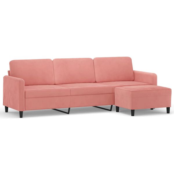 vidaXL 3-osobowa sofa z podn&oacute;żkiem, r&oacute;żowy, 210 cm, aksamit
