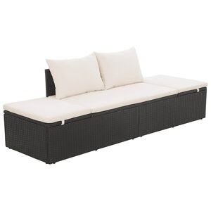 vidaXL Leżanka ogrodowa, czarna, 195 x 60 cm, rattan PE