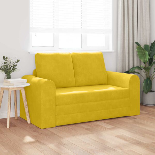 vidaXL Sofa Bed 60cm Ż&oacute;łty Aksamit