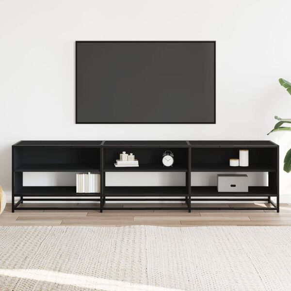 vidaXL Szafka pod TV, czarna, 180x40x46 cm, materiał drewnopochodny