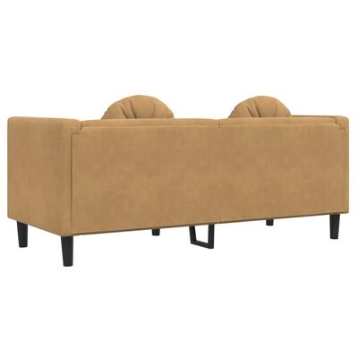 vidaXL Sofa 2-osobowa z poduszkami, brązowa, aksamit