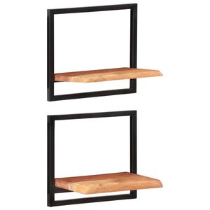 vidaXL P&oacute;łki ścienne, 2 szt., 40x24x35 cm, lite drewno akacjowe i stal