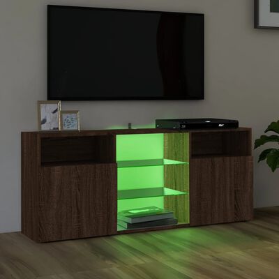 vidaXL Szafka TV z oświetleniem LED, brązowy dąb, 120x30x50 cm