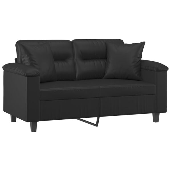 vidaXL 2-osobowa sofa z poduszkami, czarna, 120 cm, sztuczna sk&oacute;ra