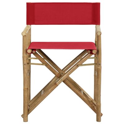 vidaXL Składane krzesła reżyserskie 2 szt., czerwone, bambus i tkanina