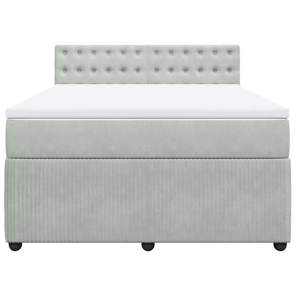 vidaXL Ł&oacute;żko kontynentalne z materacem, jasnoszare, 160x200cm, aksamit