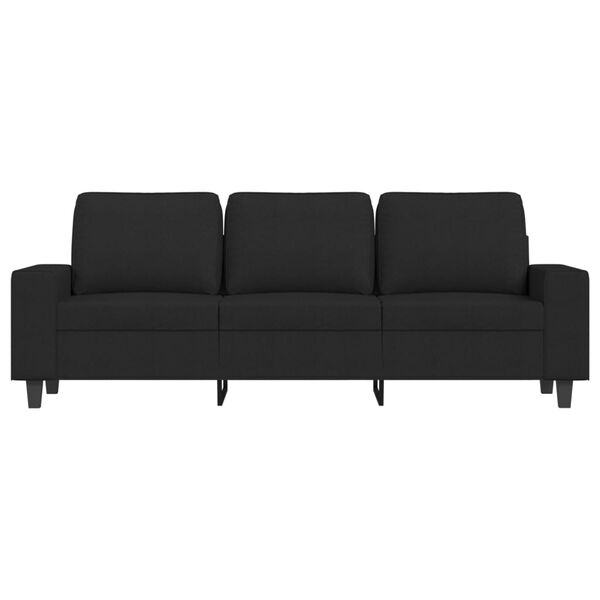 vidaXL Sofa 3-osobowa, czarna, 180 cm, tapicerowana tkaniną