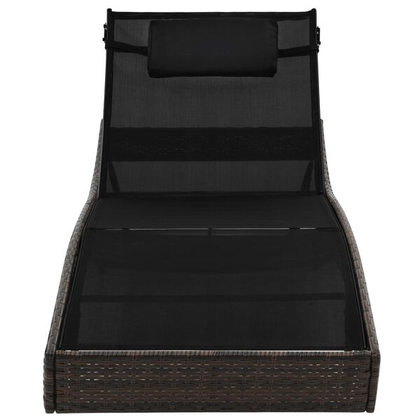 vidaXL Leżak ogrodowy z poduszką, polirattan, brązowy