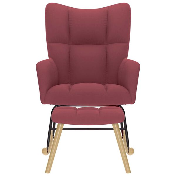 vidaXL Fotel bujany z podn&oacute;żkiem, winna czerwień, tkaniną