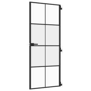 vidaXL Drzwi wewnętrzne, czarne, 83x201,5 cm, szkło i aluminium