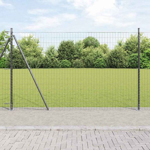 vidaXL Ogrodzenie z słupkiem Szary 1,6 x 10 m Stal i PVC