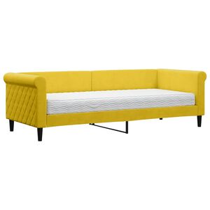 vidaXL Sofa z materacem do spania, ż&oacute;łta, 80x200 cm, aksamit