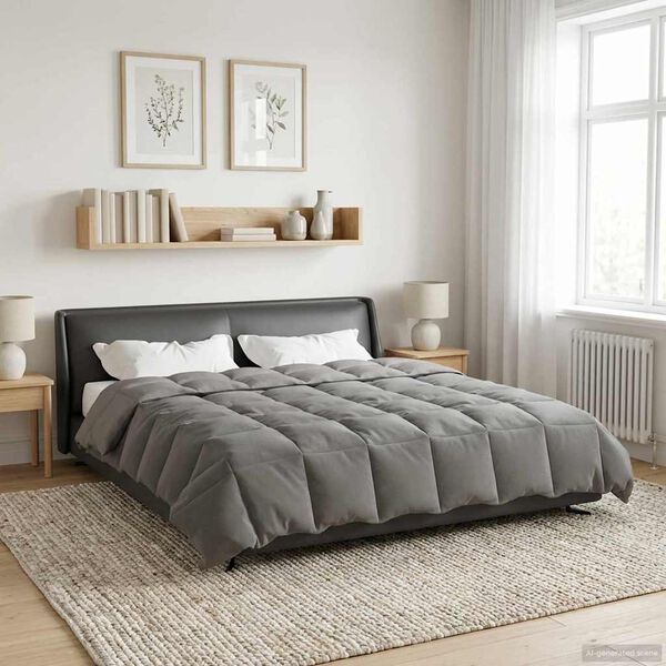 vidaXL Kołdra na cały rok Jasnoszary 240 x 260 cm Mikrofibra