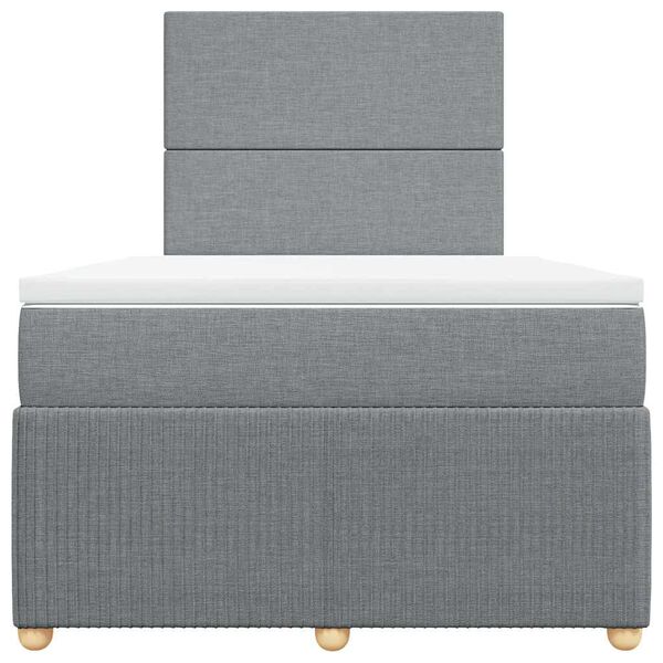 vidaXL Ł&oacute;żko kontynentalne z materacem, jasnoszare, 120x190 cm tkanina