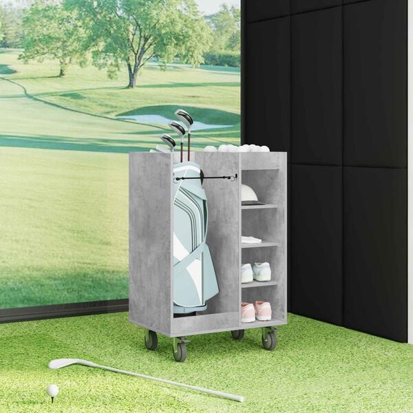 vidaXL Szafka golfowa z kołem Gładki Betonowy szary 65 x 45 x 98 cm
