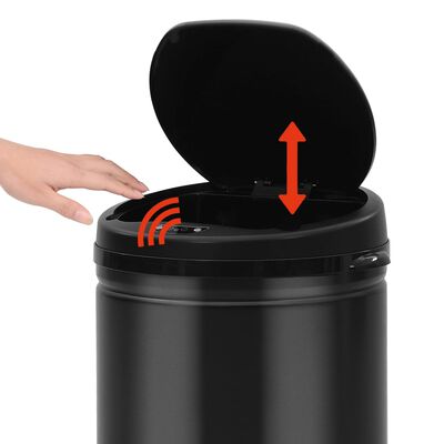 vidaXL Automatyczny kosz na śmieci z czujnikiem, 50 L, stal, czarny