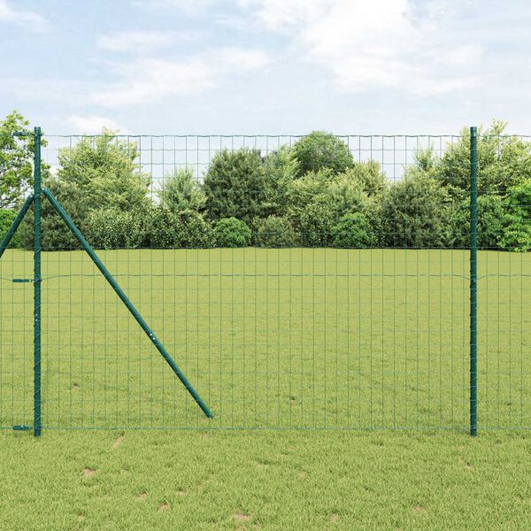 vidaXL Ogrodzenie z słupkiem Zielony 1,6 x 10 m Stal i PVC