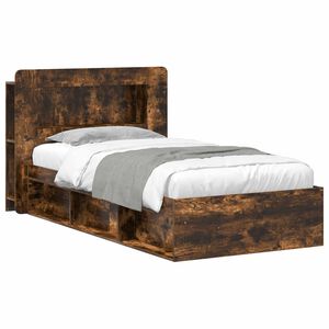 vidaXL Rama ł&oacute;żka z przechowywaniem Dąb wędzony 75 x 190 cm