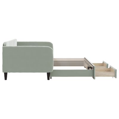 vidaXL Sofa rozsuwana z szufladami, jasnoszara, 90x190 cm, aksamit