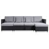 vidaXL 4-osobowa sofa rozkładana, tapicerowana sztuczną sk&oacute;rą, czarna