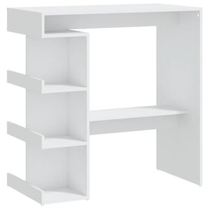 vidaXL Stolik barowy z p&oacute;łkami, biały, 100x50x101,5 cm
