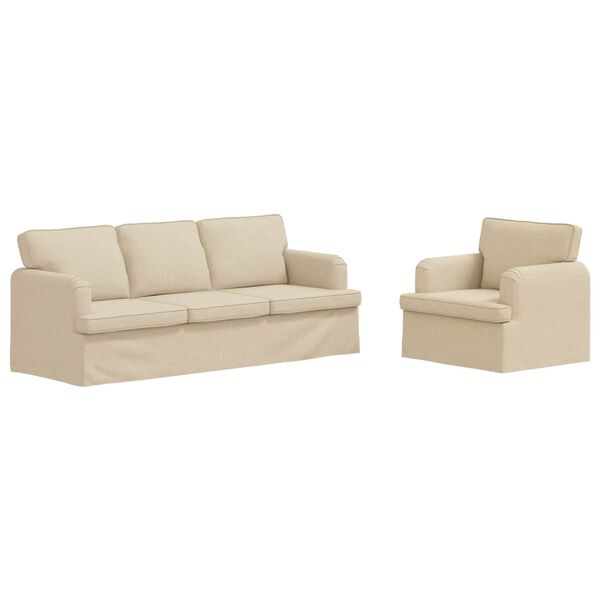 vidaXL Sofa 2 pcs Kremowy 144 x 80 x 85 cm tkanina