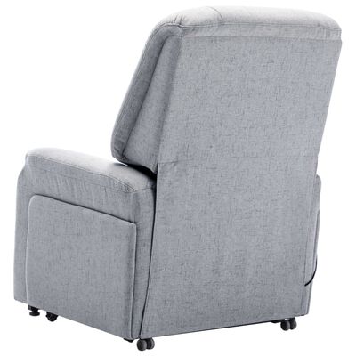 vidaXL Rozkładany fotel masujący, podnoszony, jasnoszary, tkanina