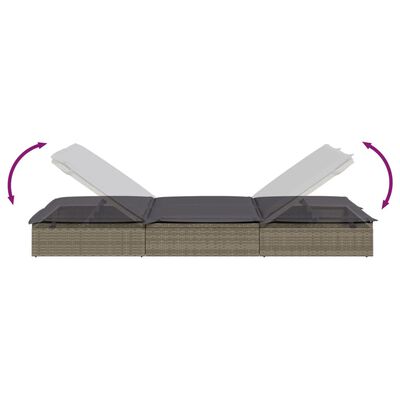 vidaXL 2-osobowy leżak z poduszkami, szary, polirattan