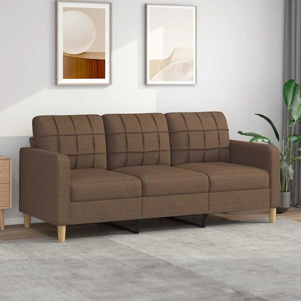 vidaXL Sofa 3-osobowa, brązowa, 180 cm, tapicerowana tkaniną