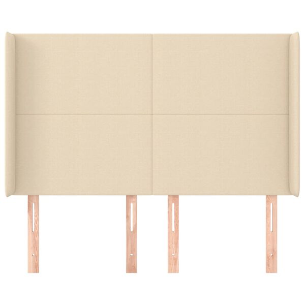 vidaXL Zagł&oacute;wek uszak, kremowy, 147x16x118/128 cm, tkanina