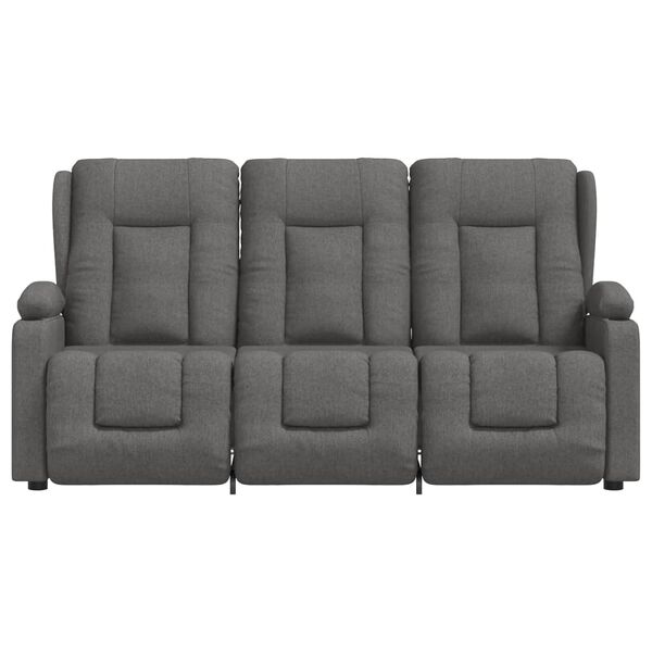 vidaXL Rozkładany fotel masujący z uchwytem 3-os., jasnoszary, tkanina