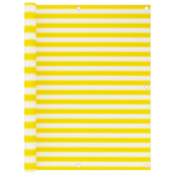 vidaXL Parawan balkonowy, ż&oacute;łto-biały, 120x400 cm, HDPE