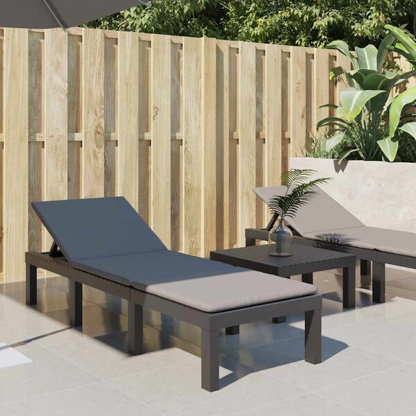 vidaXL Leżak z poduszkami antracytowy, PP