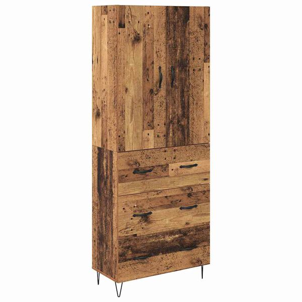 vidaXL Highboard z szufladą 2 pcs Stare drewno Materiał drewnopochodny