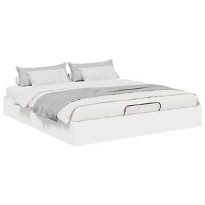 vidaXL Ł&oacute;żko otomanowe Biały 203 x 180 x 25 cm Drewno inżynieryjne