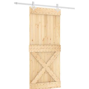 vidaXL Drzwi przesuwne Naturalne i białe 90 x 210 cm
