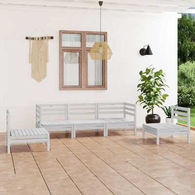 vidaXL 5-cz. zestaw wypoczynkowy do ogrodu, biały, drewno sosnowe