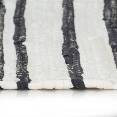 vidaXL Ręcznie tkany dywan Chindi 160x230cm bawełna, antracytowo-biały